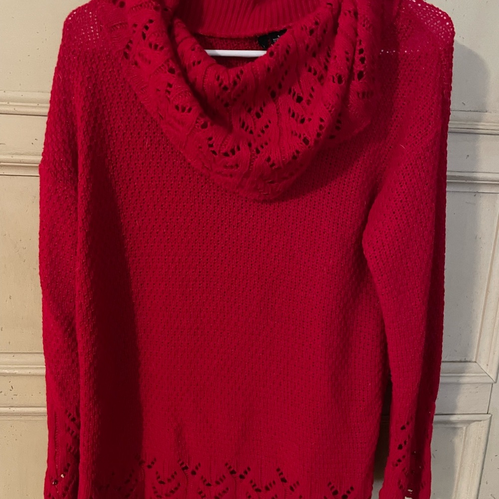 Women's Red Knit Sweater - Picture 1 of 4
